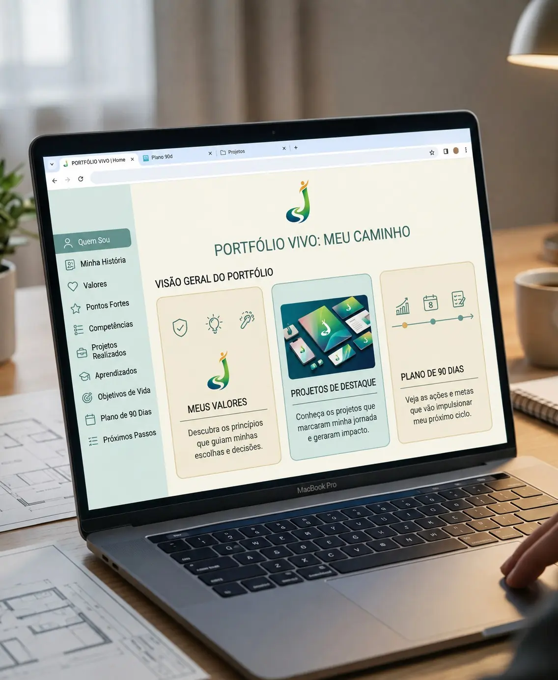 Mockup do Portfólio Vivo em um notebook